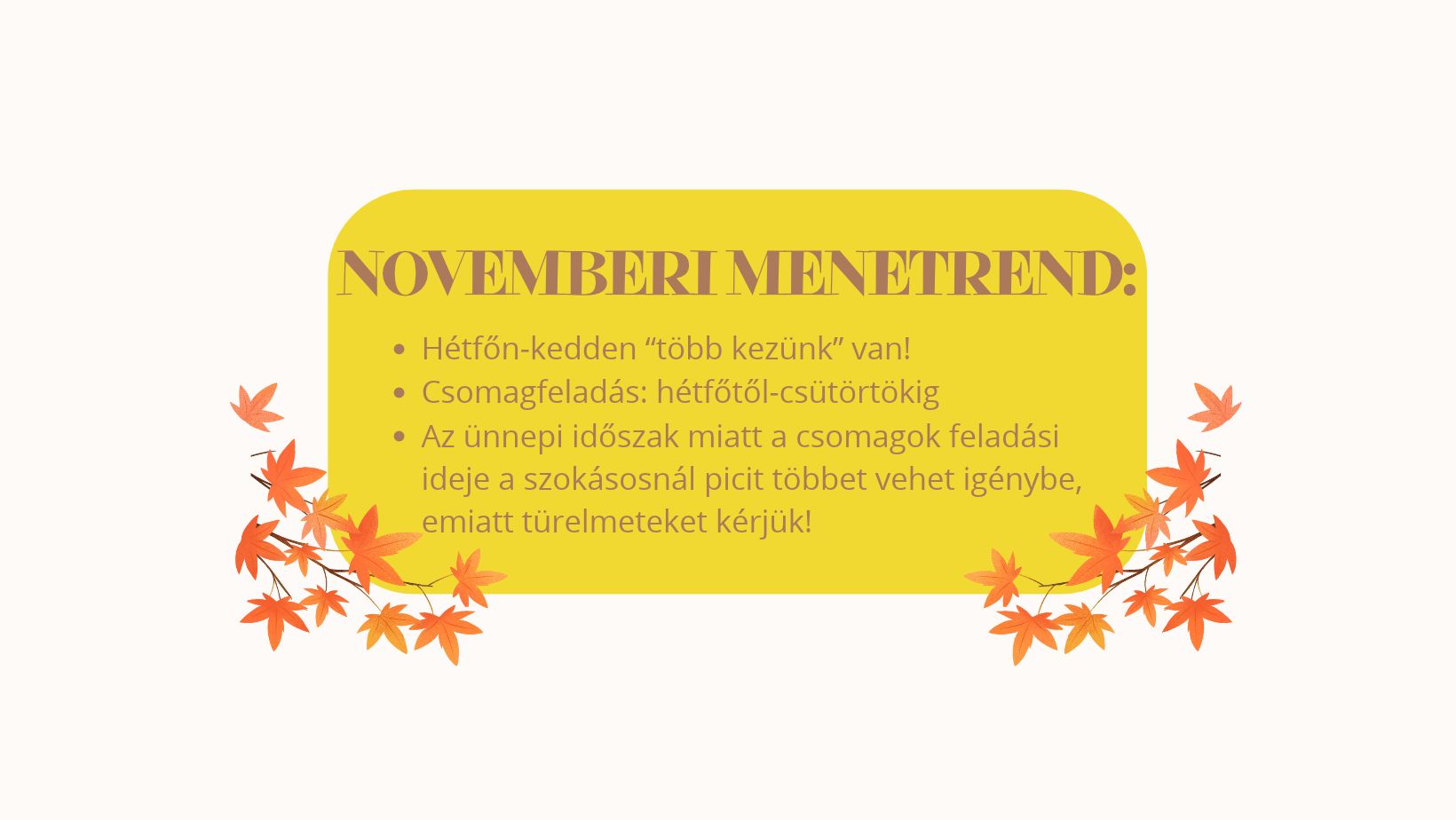 Manóposta - Novemberi menetrend slider